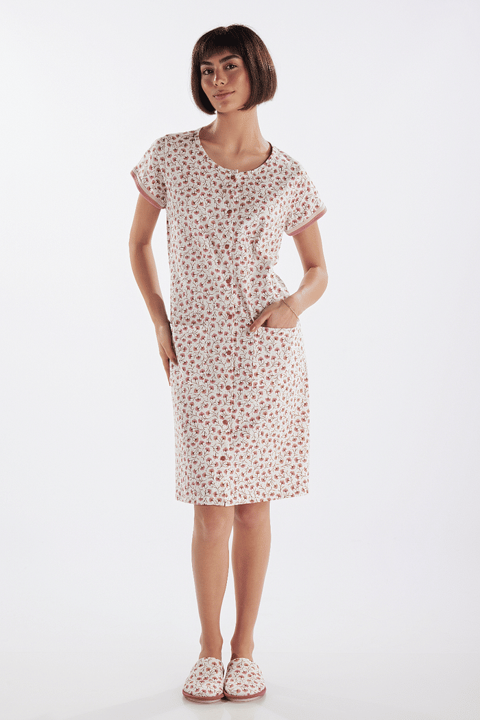 CAMISOLA MEIA MANGA ABERTURA FRONTAL EM MALHA RORATIVA FEMININO