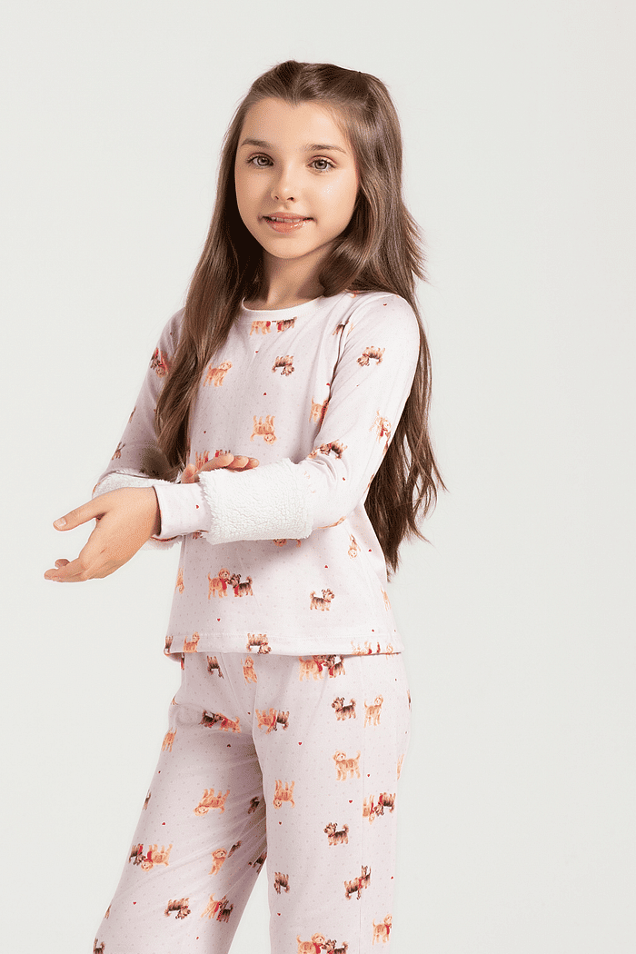 PIJAMA MANGA LONGA COM CALCA EM MALHA SOFT TOUCH FEMININO 
