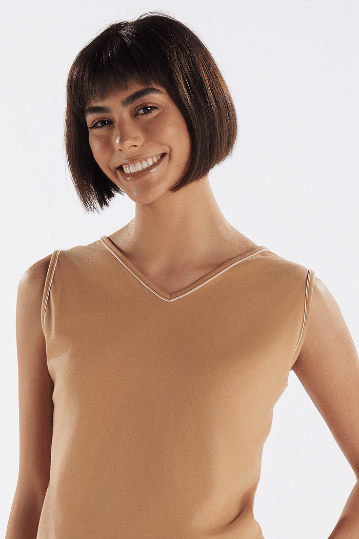 PIJAMA REGATA EM MEIA MALHA COM SHORTS EM MALHA ROTATIVA FEMININO 