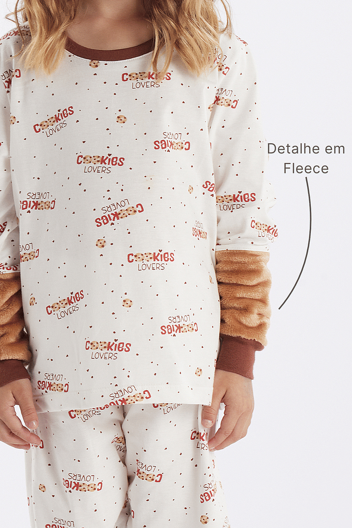 PIJAMA FEMININO INFANTIL MANGA LONGA COM CALÇA EM MEIA MALHA