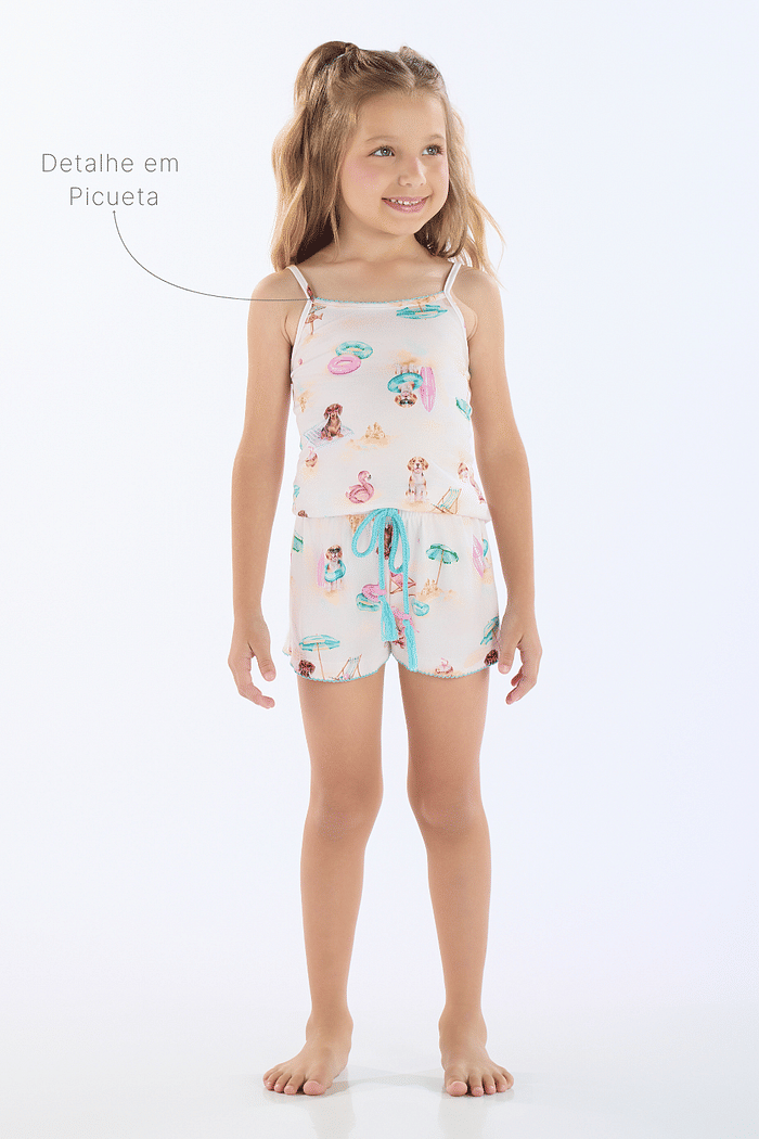 PIJAMA ALCAS COM SHORTS EM MALHA SUBLIMADA FEMININO 