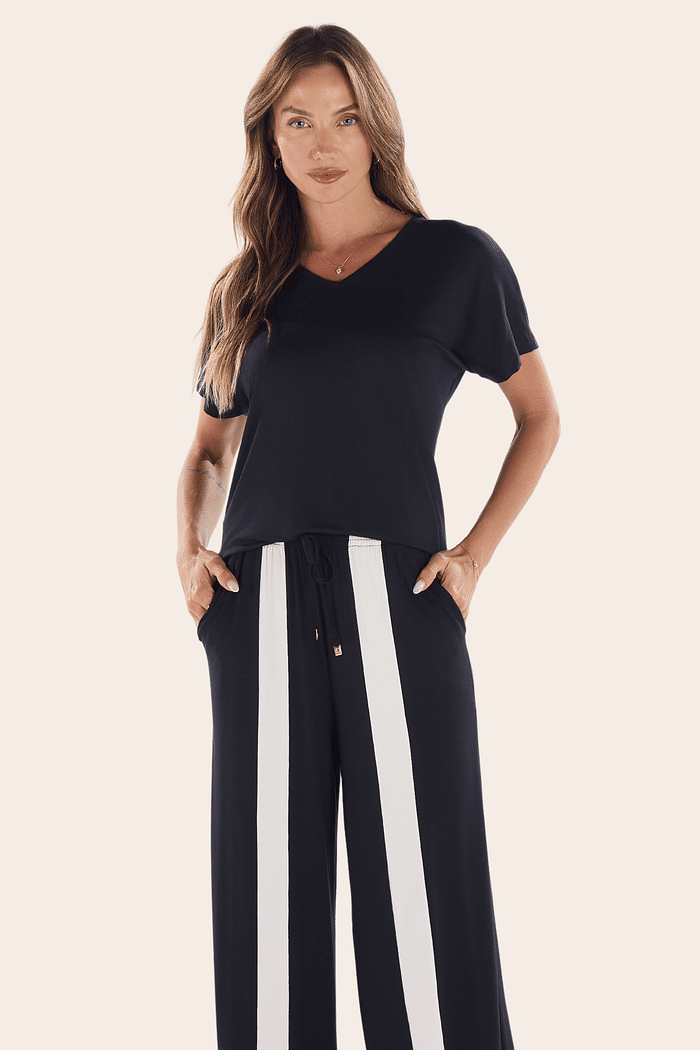 PIJAMA MEIA MANGA COM CALCA EM VISCOLYCRA FEMININO