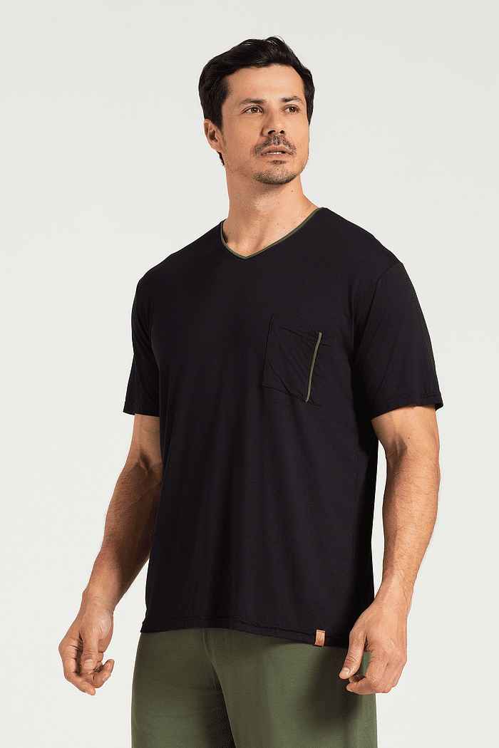 PIJAMA MEIA MANGA COM BERMUDA EM VISCOLYCRA MASCULINO