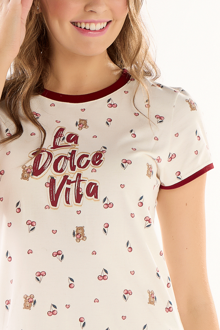 CAMISOLA FEMININA MEIA MANGA EM MALHA ROTATIVA