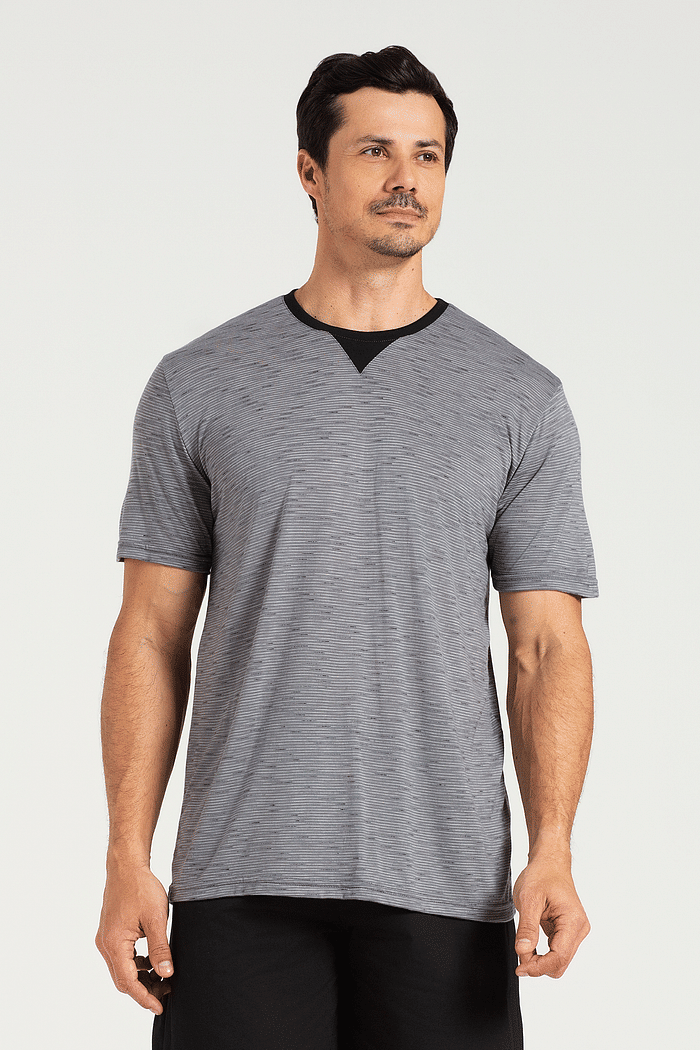 PIJAMA MEIA MANGA EM MALHA JET COM BERMUDA EM MEIA MALHA MASCULINO