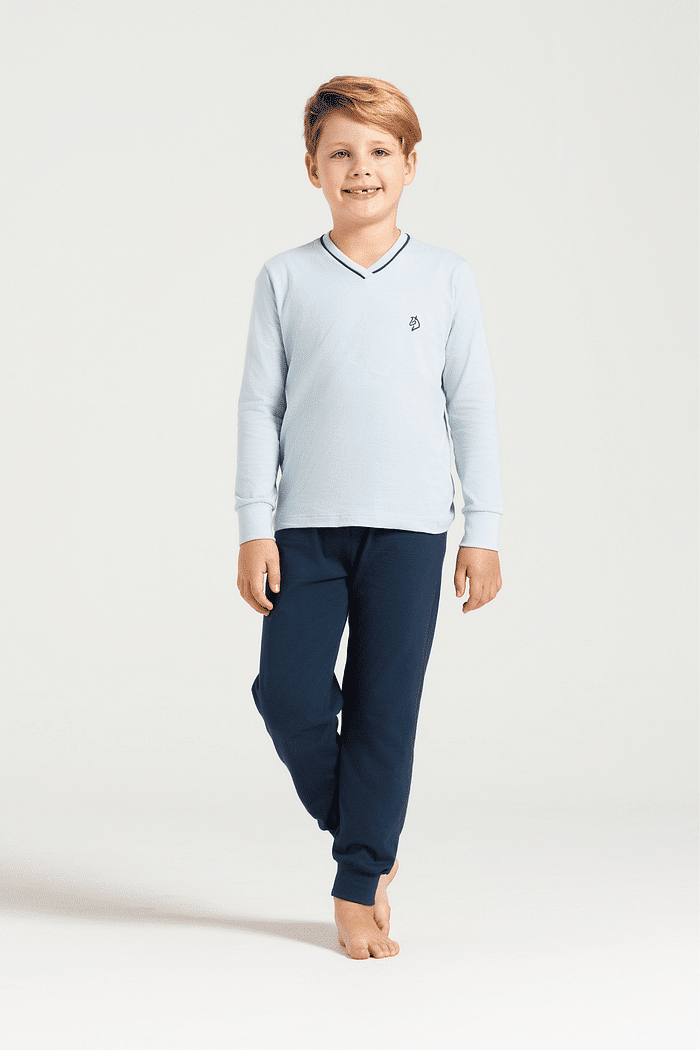 PIJAMA MANGA LONGA COM CALCA EM MEIA MALHA MASCULINO 