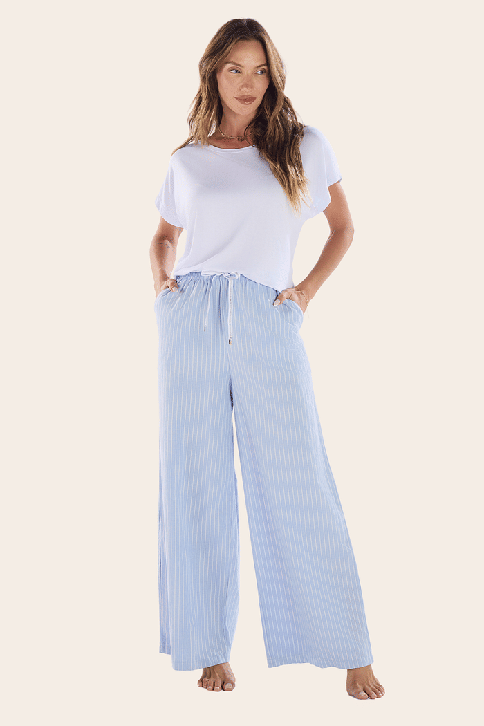 PIJAMA MEIA MANGA EM VISCOLYCRA COM CALCA EM TRICOLINE PANA FEMININO 