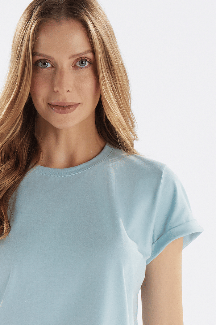 PIJAMA MEIA MANGA EM MEIA MALHA COM SHORTS EM MALHA ROTATIVA FEMININO 