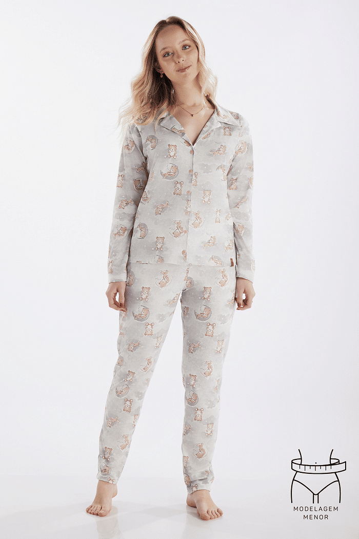 PIJAMA FEMININO AMERICANO COM CALÇA EM MEIA MALHA