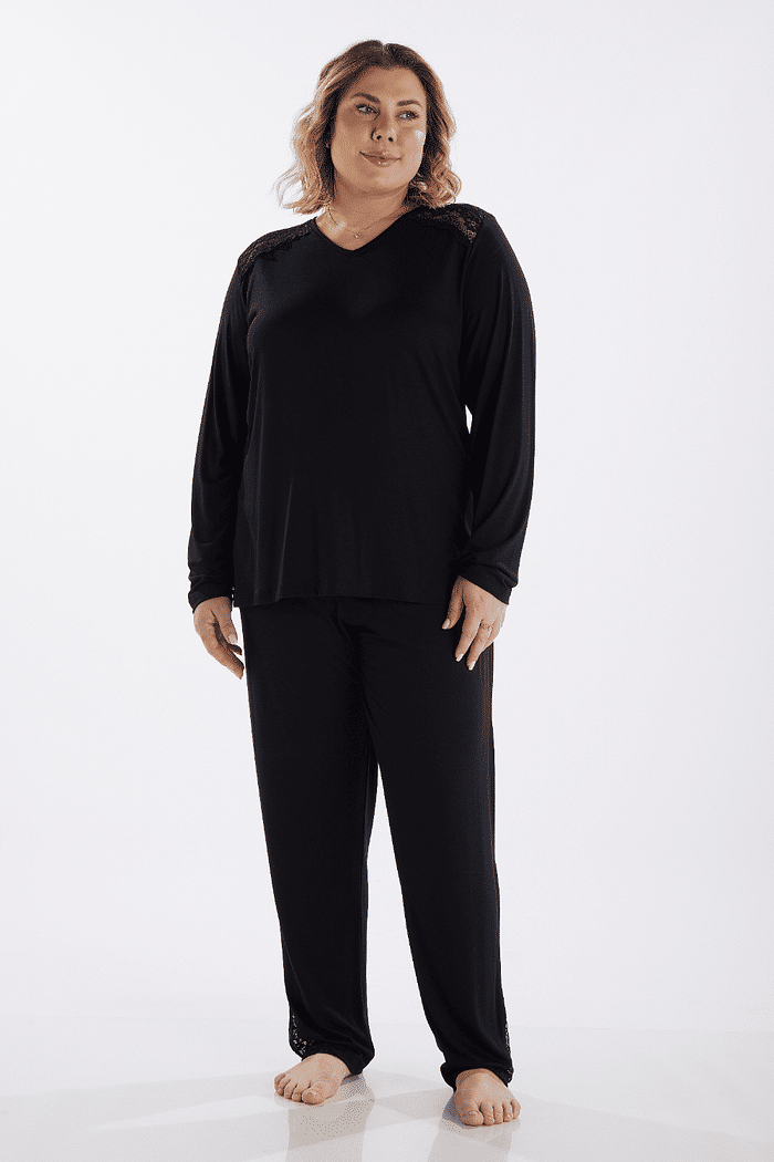 PIJAMA FEMININO MANGA LONGA COM CALÇA EM VISCOLYCRA