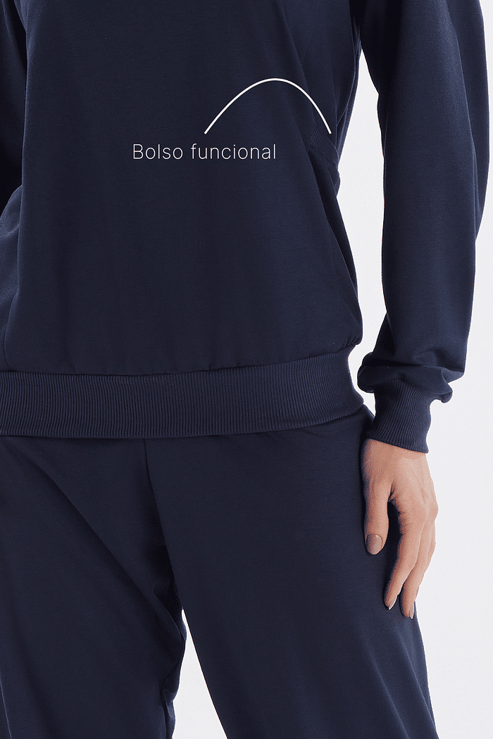 PIJAMA FEMININO MANGA LONGA COM CALÇA EM MOLETINHO CARECA