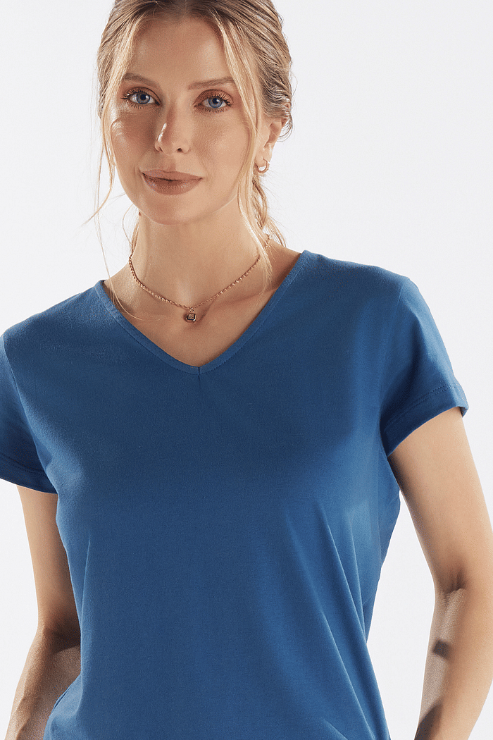 PIJAMA MEIA MANGA EM MEIA MALHA COM SHORTS EM MALHA SUBLIMADA FEMININO 