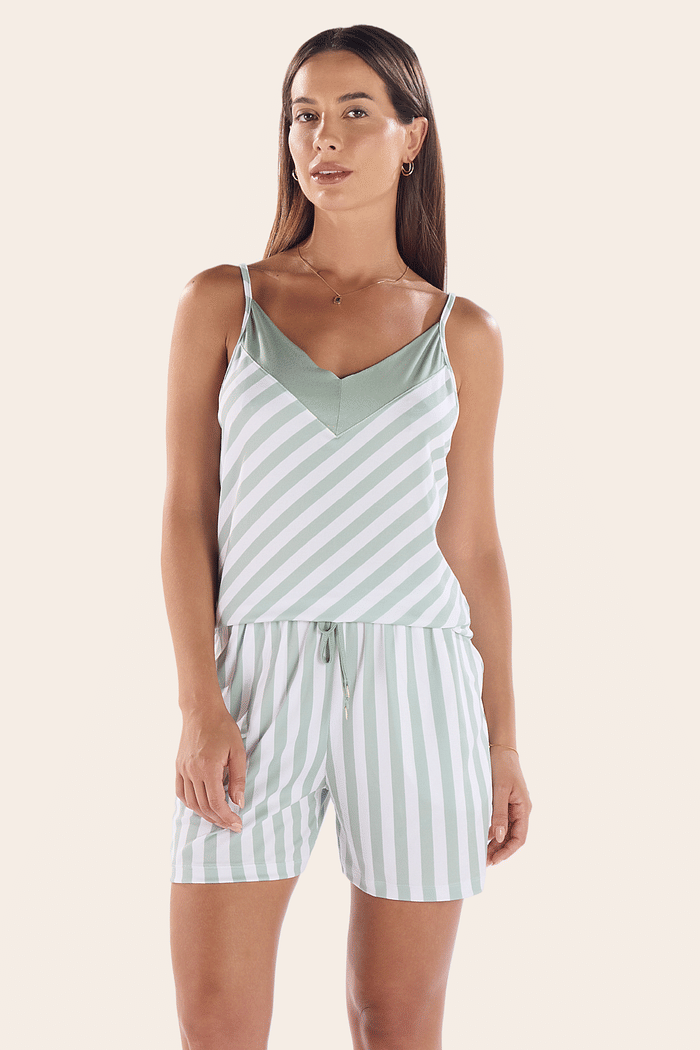 PIJAMA ALCAS COM SHORTS EM MALHA SUBLIMADA FEMININO 