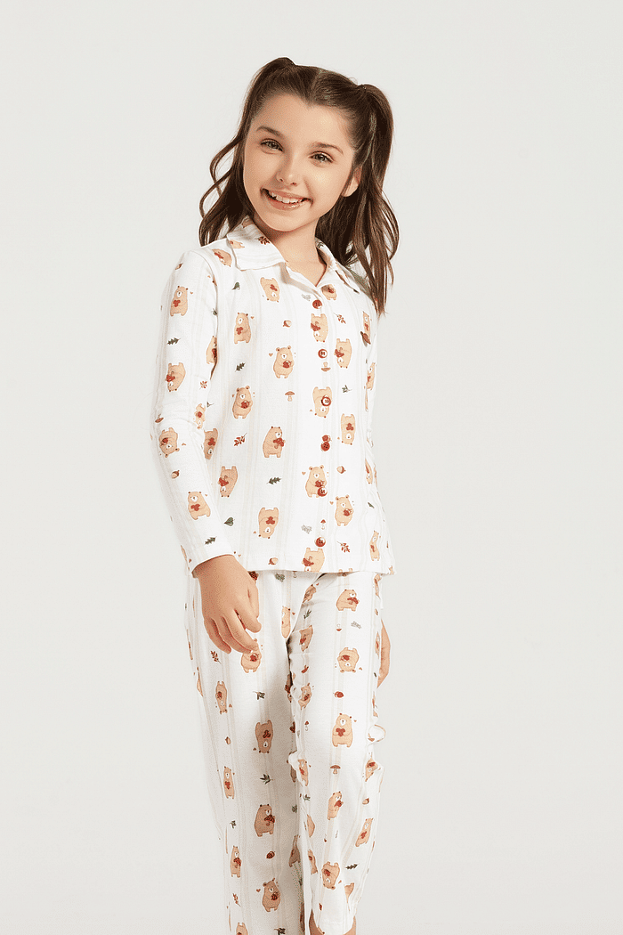 PIJAMA MANGA LONGA ABERTURA FRONTAL COM CALCA EM MALHA ROTATIVA UNISSEX 