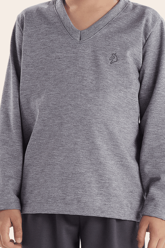 PIJAMA MANGA LONGA DECOTE V COM CALCA EM MOLETINHO MASCULINO