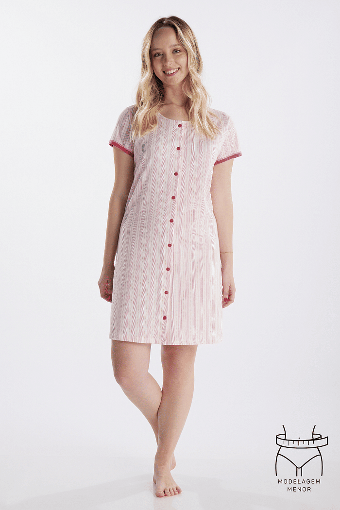 CAMISOLA MEIA MANGA ABERTURA FRONTAL EM MALHA ROTATIVA FEMININO 