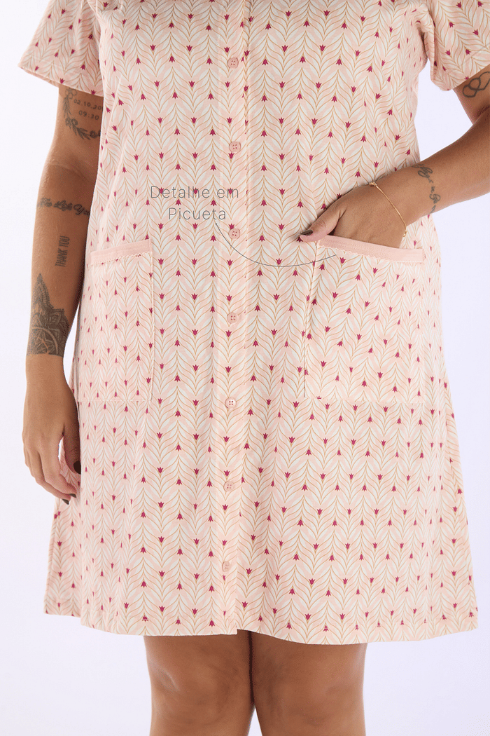 CAMISOLA MEIA MANGA ABERTURA FRONTAL EM MALHA ROTATIVA FEMININO 