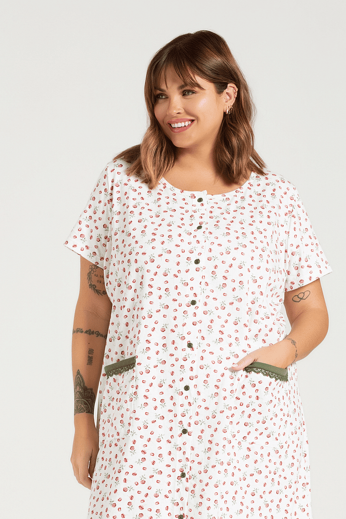 CAMISOLA MEIA MANGA ABERTURA FRONTAL EM MALHA ROTATIVA FEMININO 