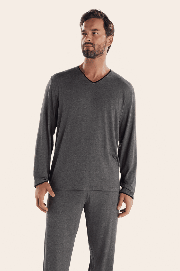 PIJAMA MANGA LONGA COM CALCA EM VISCOLYCRA MASCULINO 