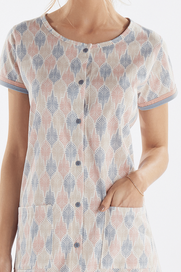 CAMISOLA MEIA MANGA ABERTURA FRONTAL EM MALHA RORATIVA FEMININO