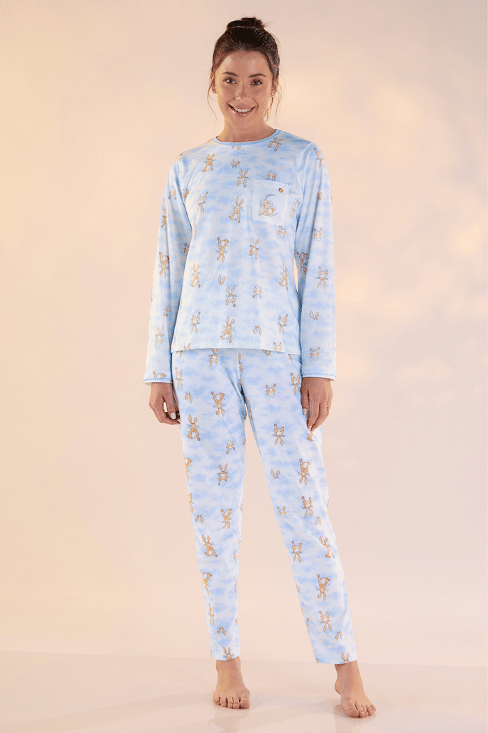 PIJAMA LONGO MALHA ESTAMPADA FEMININO