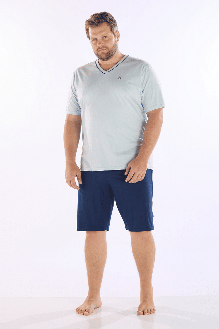 PIJAMA MEIA MANGA COM BERMUDA EM MEIA MALHA MASCULINO 