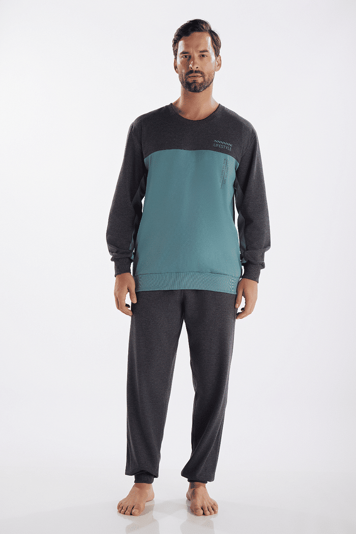 PIJAMA MANGA LONGA COM CALCA EM MOLETINHO MASCULINO 