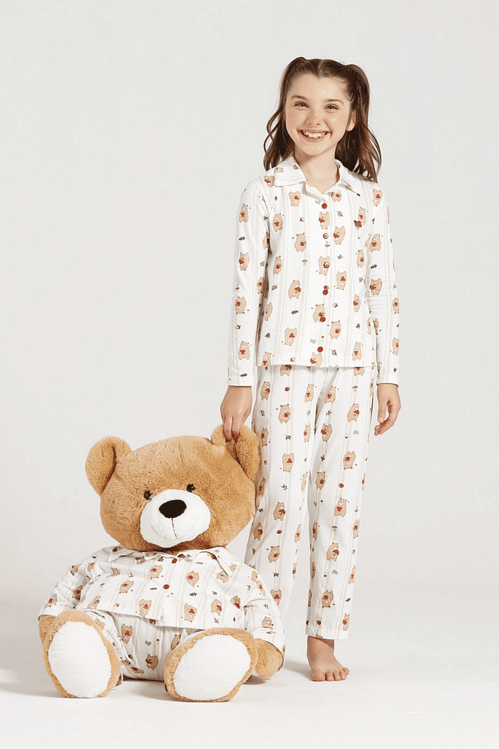 PIJAMA MANGA LONGA ABERTURA FRONTAL COM CALCA EM MALHA ROTATIVA UNISSEX 