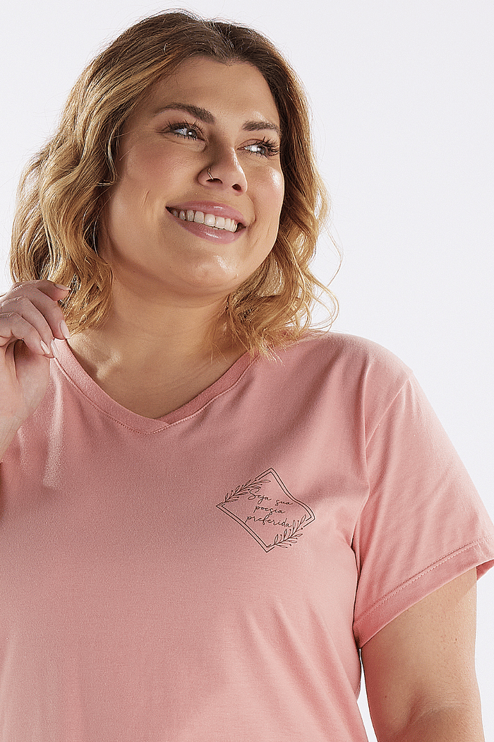 PIJAMA MEIA MANGA EM MEIA MALHA COM BERMUDA EM MALHA ROTATIVA FEMININO