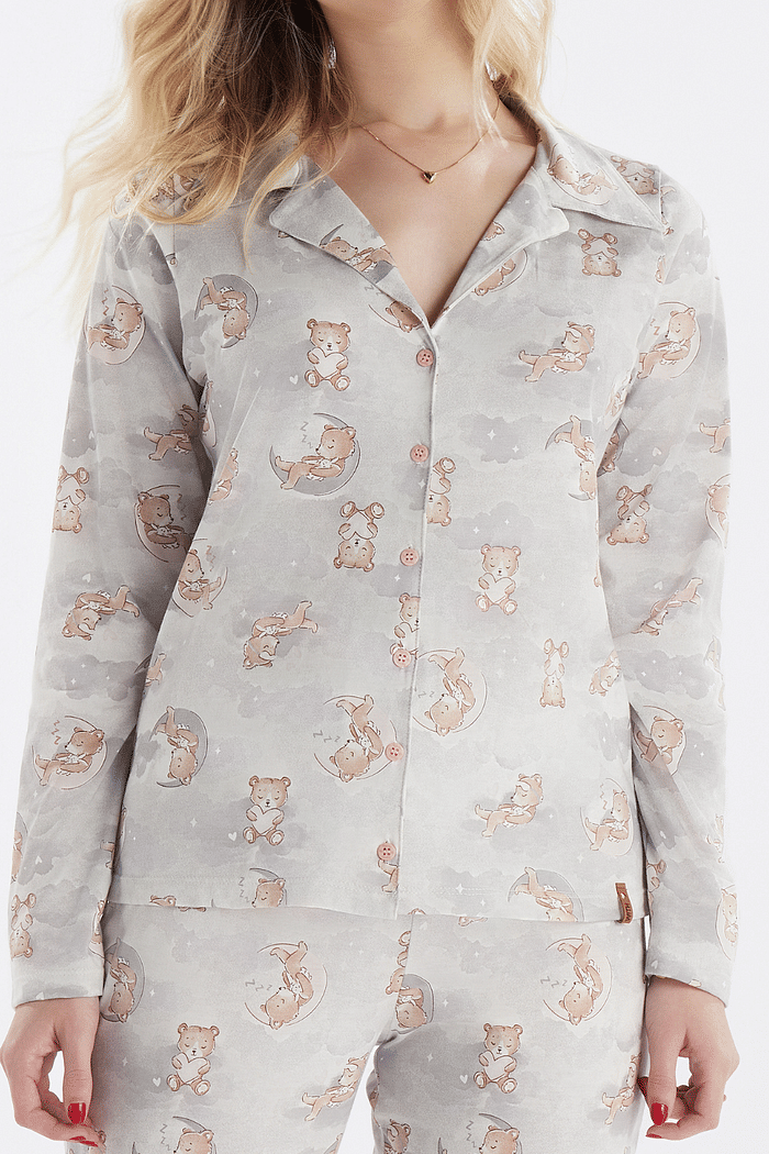 PIJAMA FEMININO AMERICANO COM CALÇA EM MEIA MALHA
