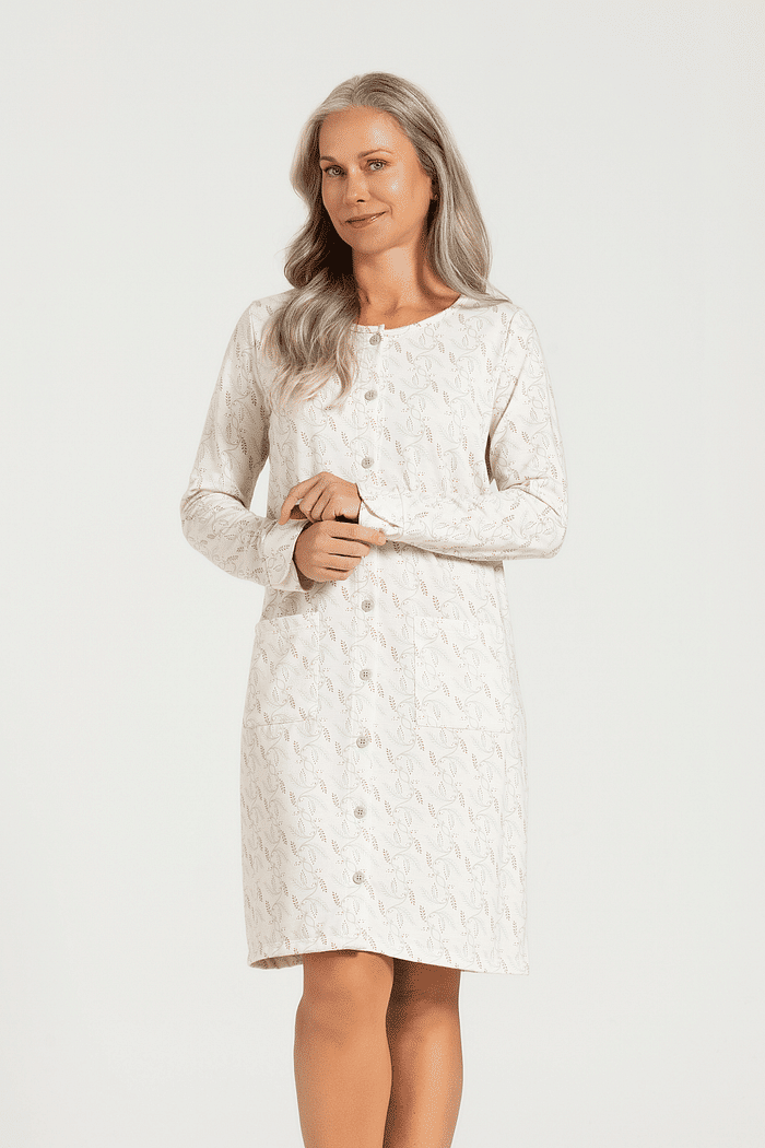 CAMISOLA MANGA LONGA ABERTURA FRONTAL EM MOLETINHO ROTATIVO FEMININO 