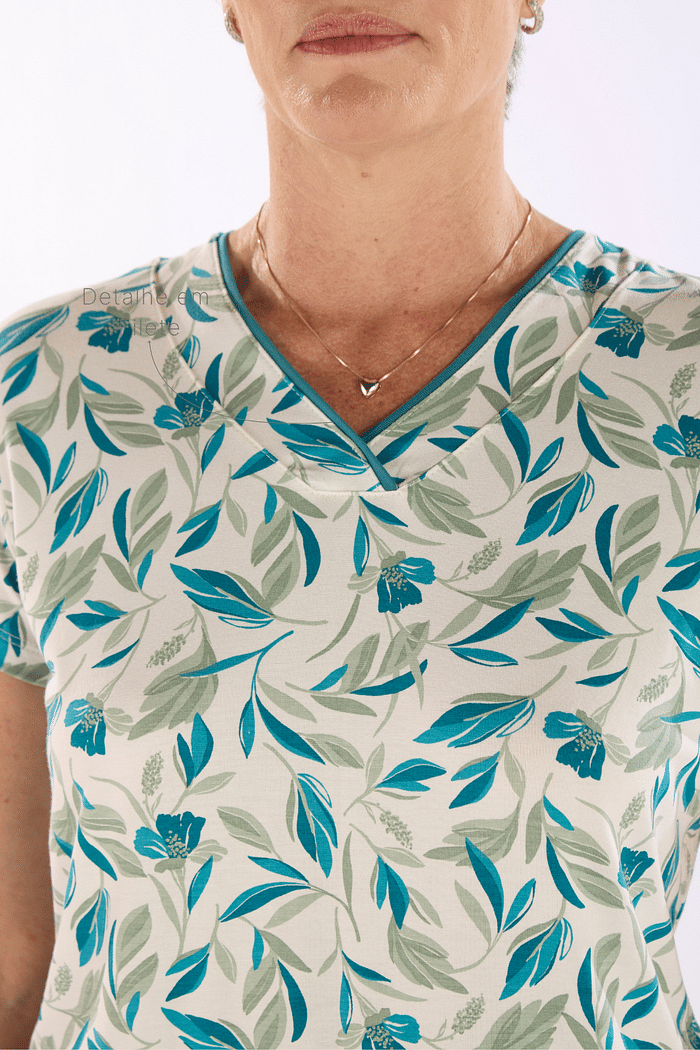 PIJAMA MEIA MANGA EM VISCOLYCRA ROTATIVA COM CAPRI EM VISCOLYCRA FEMININO
