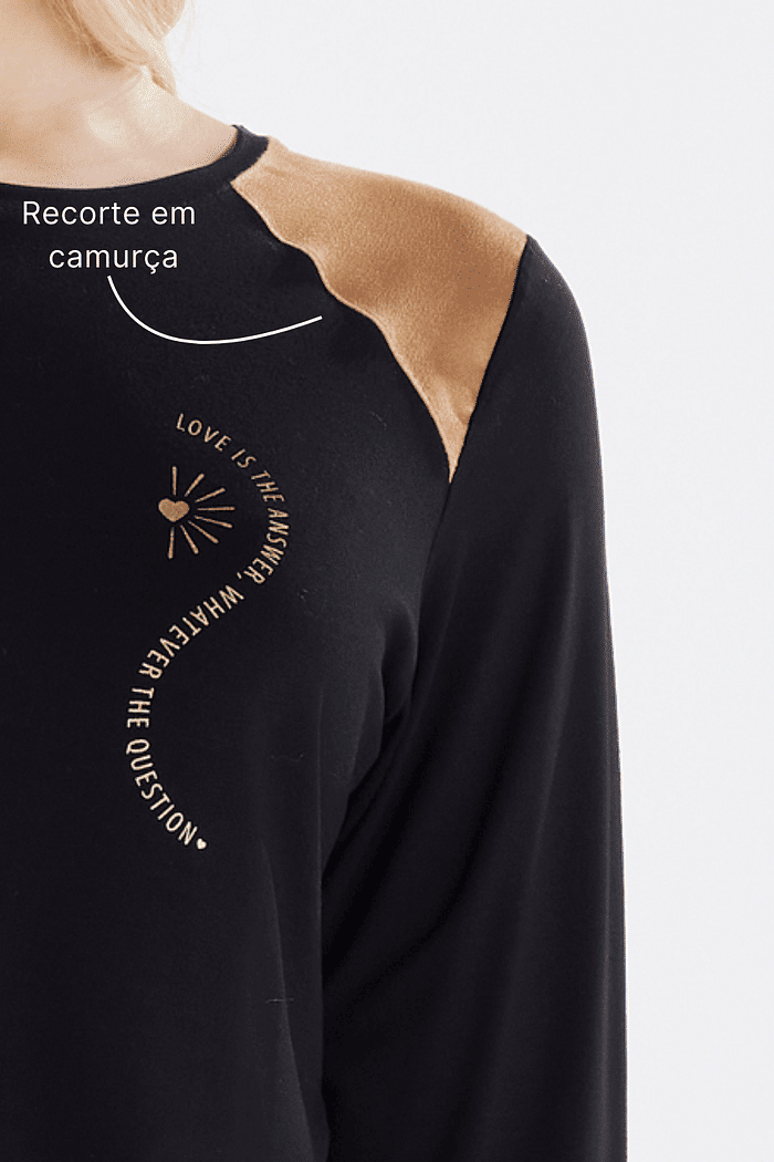 PIJAMA FEMININO MANGA LONGA COM CALÇA EM VISCOLYCRA