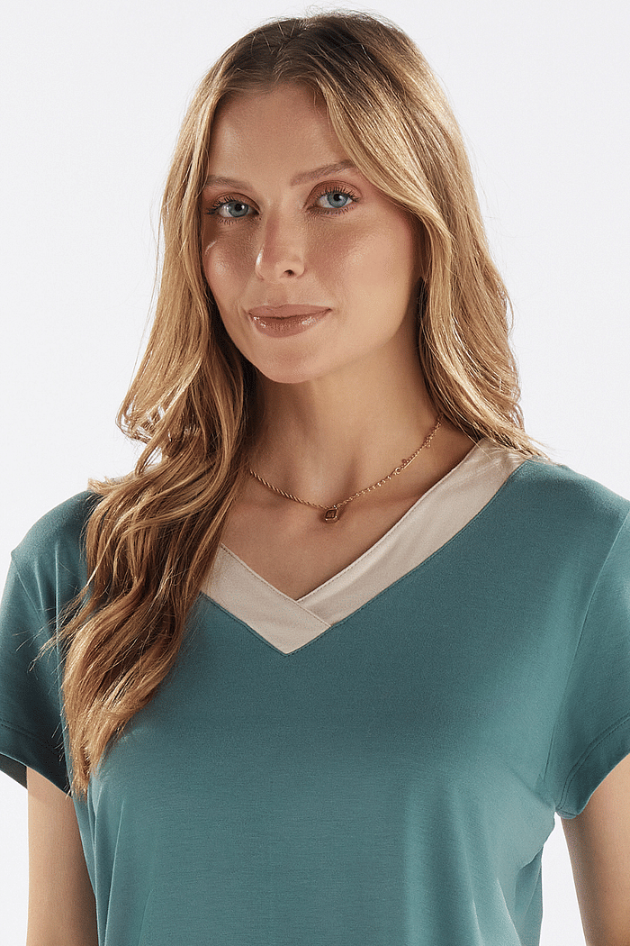 PIJAMA MEIA MANGA COM CALCA EM VISCOLYCRA FEMININO 