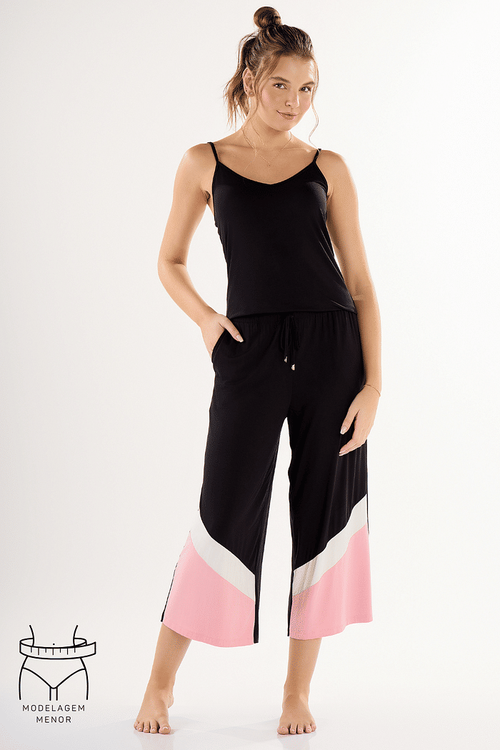 PIJAMA FEMININO ALÇAS COM PANTACURTA EM VISCOLYCRA