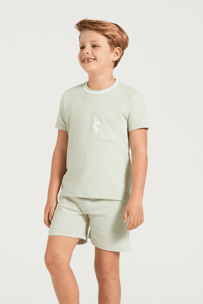 PIJAMA MEIA MANGA COM BERMUDA EM MEIA MALHA MASCULINO 