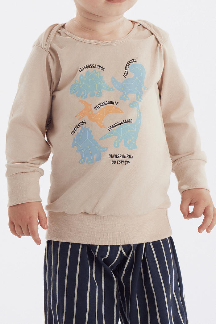 PIJAMA MASCULINO INFANTIL MANGA LONGA CALÇA EM MEIA MALHA