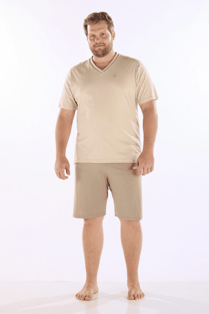 PIJAMA MEIA MANGA COM BERMUDA EM MEIA MALHA MASCULINO 