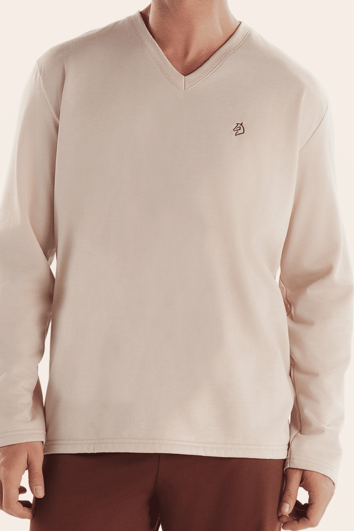 PIJAMA MANGA LONGA DECOTE V COM CALCA EM MOLETINHO MASCULINO 