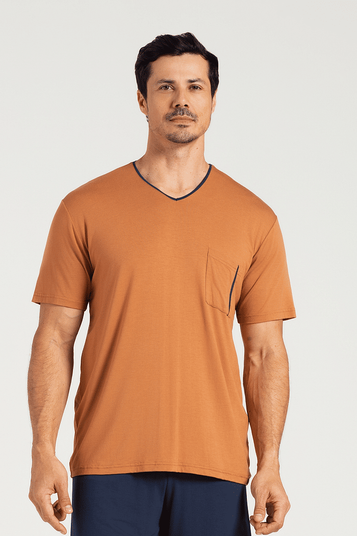 PIJAMA MEIA MANGA COM BERMUDA EM VISCOLYCRA MASCULINO 