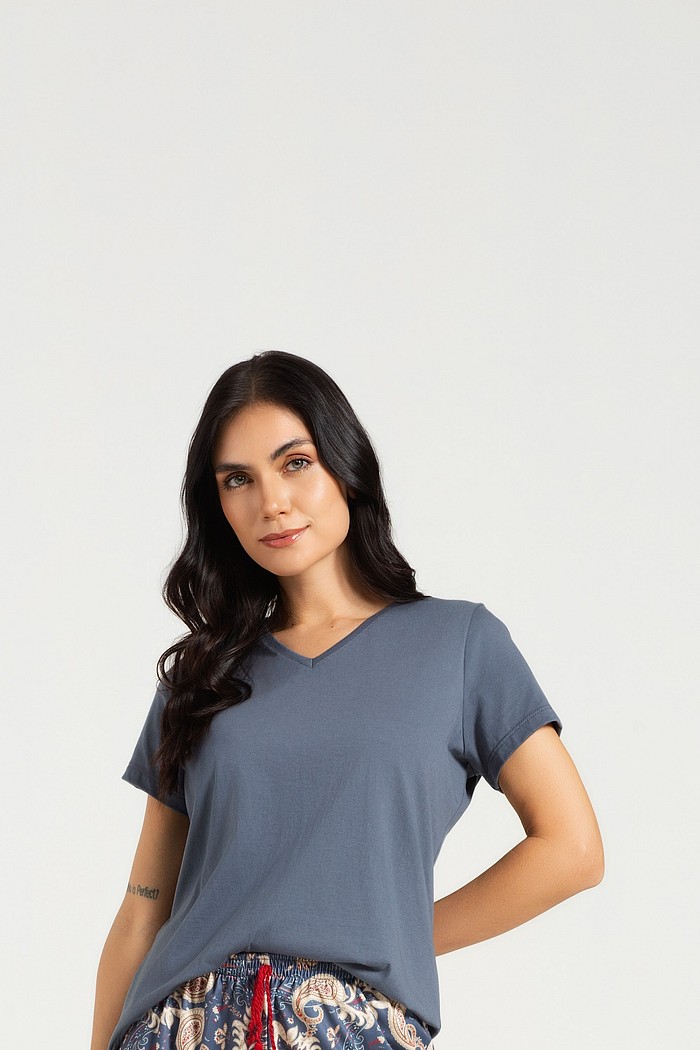 BLUSA MEIA MANGA EM MEIA MALHA FEMININO