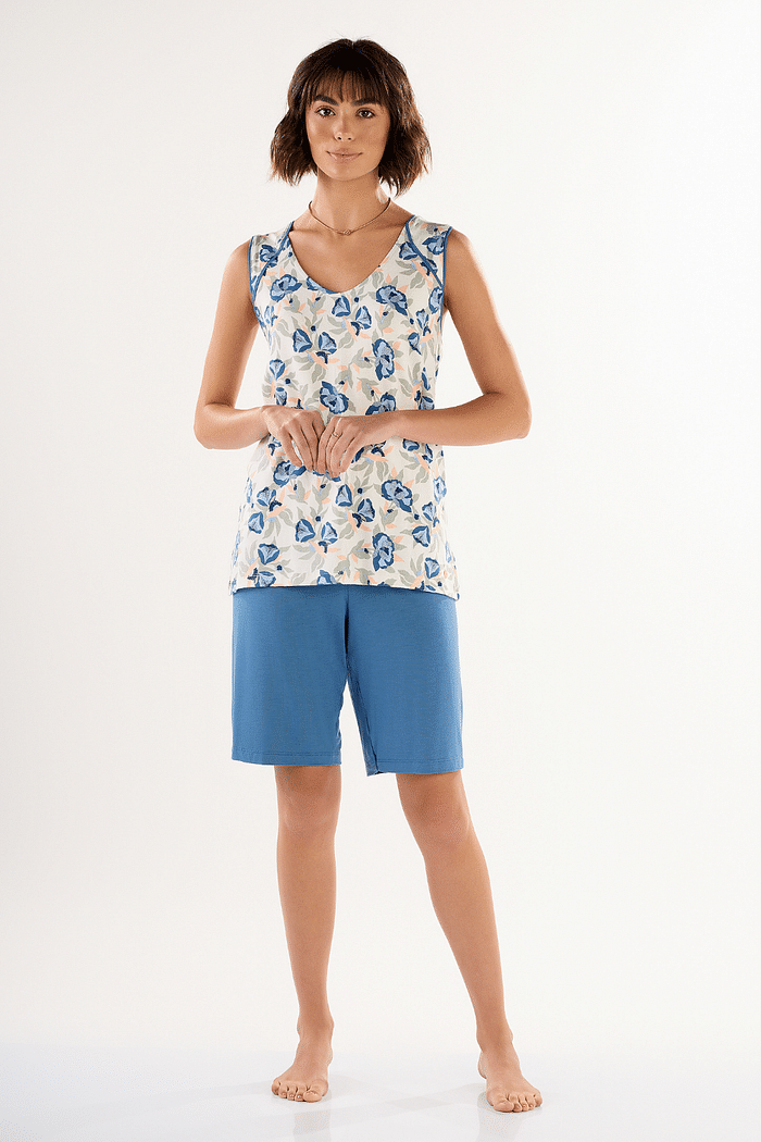 PIJAMA FEMININO REGATA EM VISCOLYCRA ROTATIVA COM BERMUDA EM VISCOLYCRA