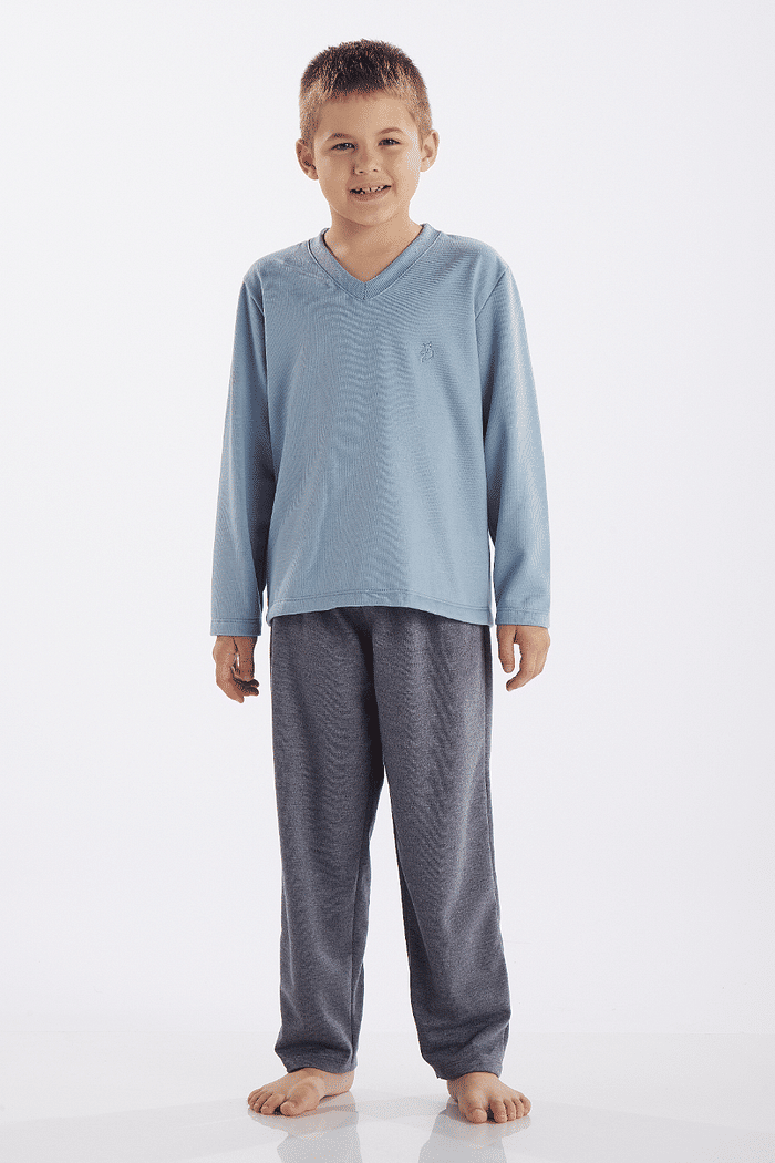 PIJAMA MASCULINO INFANTIL MANGA LONGA COM CALÇA EM MOLETINHO PELUCIADO