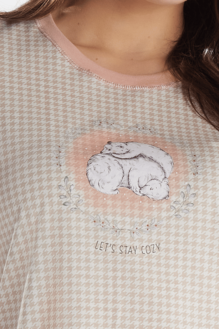 PIJAMA MEIA MANGA COM SHORTS EM MALHA ROTATIVA FEMININO