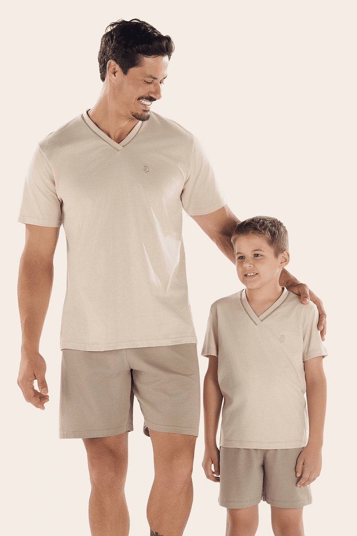 PIJAMA MEIA MANGA COM BERMUDA EM MEIA MALHA MASCULINO 