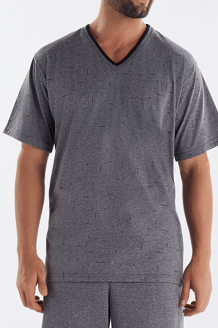 PIJAMA MASCULINO MEIA MANGA COM BERMUDA EM MEIA MALHA