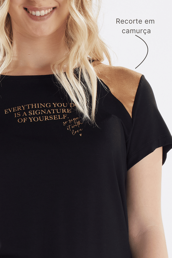 PIJAMA MEIA MANGA COM SHORTS EM VISCOLYCRA FEMININO