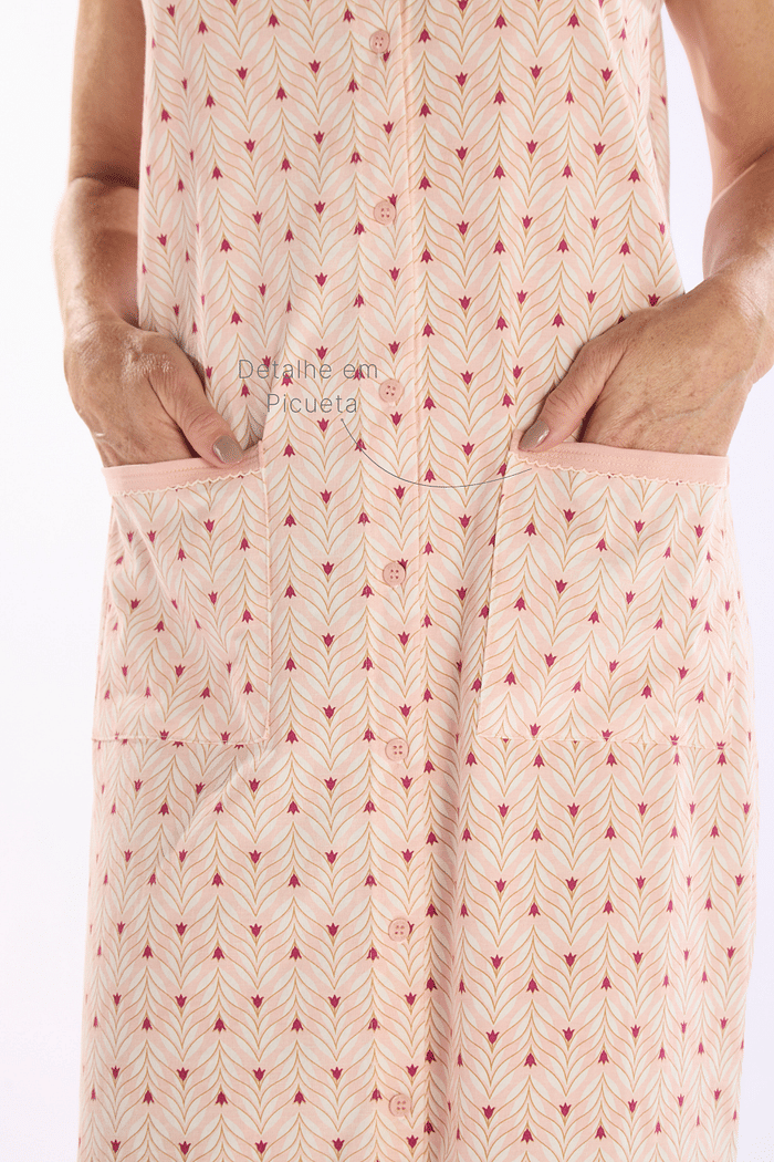 CAMISOLA MEIA MANGA ABERTURA FRONTAL EM MALHA ROTATIVA FEMININO
