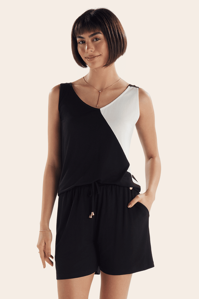 PIJAMA REGATA COM SHORTS EM VISCOLYCRA FEMININO 