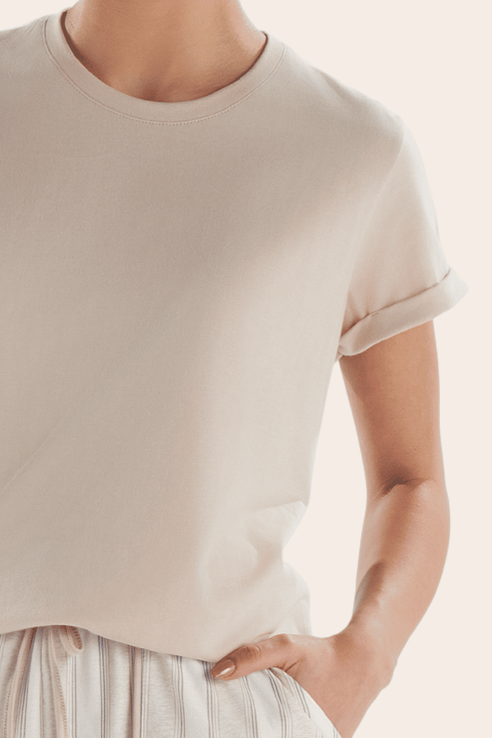 PIJAMA MEIA MANGA EM MEIA MALHA COM SHORTS EM MALHA ROTATIVA FEMININO